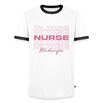 Midwife Nurse Medical Nurses Stylish - Men's Ringer Shirt - white/black - Front - AI Model Female 172 light (172cm) & AI Model Male 178 dark (178cm)