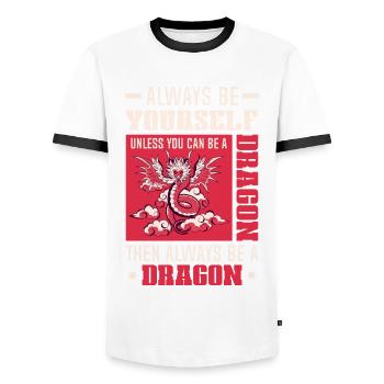 Drachen Drachendesign Sei immer du selbst - Männer Kontrast-T-Shirt - Weiß/Schwarz - Vorne - AI Model Female 172 light (172cm) & AI Model Male 178 dark (178cm)