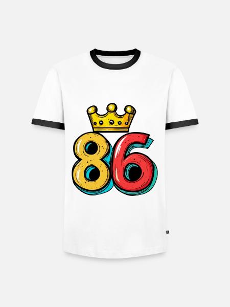 86 Number Krone - Men's Ringer Shirt - white/black