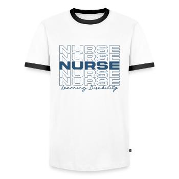 Learning Disability Nurse Medical Nurses Stylish - Men's Ringer Shirt - white/black - Front - AI Model Female 172 light (172cm) & AI Model Male 178 dark (178cm)