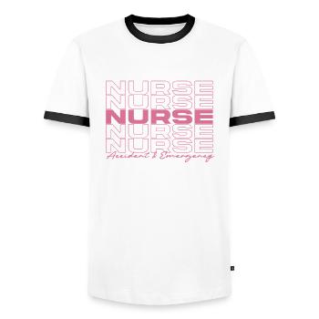 Accident & Emergency Nurse Medical Nurses Stylish - Men's Ringer Shirt - white/black - Front - AI Model Female 172 light (172cm) & AI Model Male 178 dark (178cm)