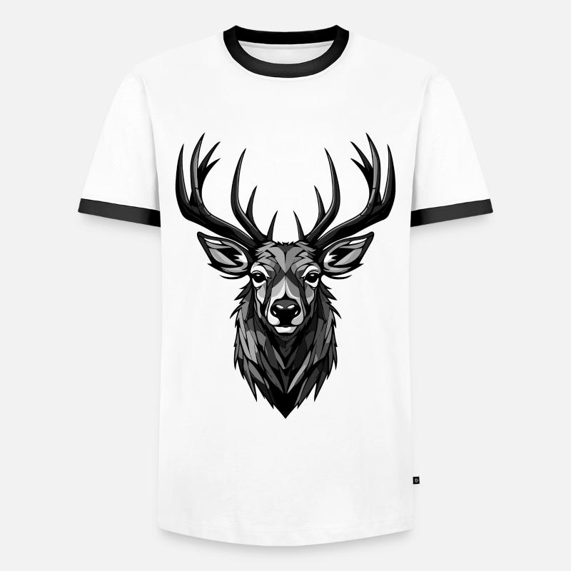 Hirsch Kopf - Männer Kontrast-T-Shirt - Weiß/Schwarz