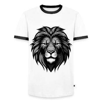 Löwe Kopf - Männer Kontrast-T-Shirt - Weiß/Schwarz - Vorne - AI Model Female 172 light (172cm) & AI Model Male 178 dark (178cm)
