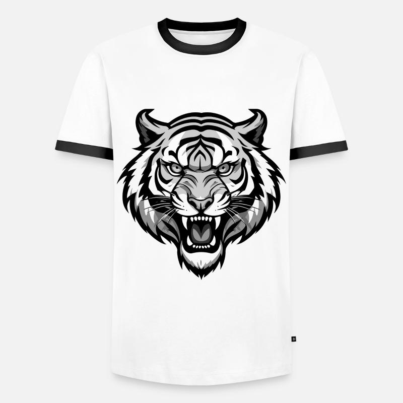 Tiger Head - Men's Ringer Shirt - white/black