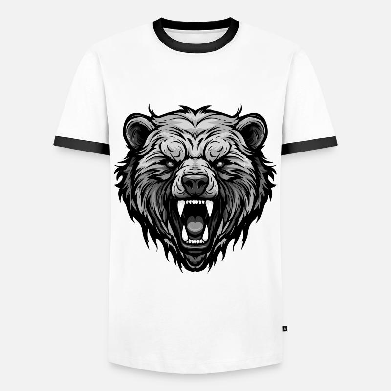 Bear Head - Men's Ringer Shirt - white/black