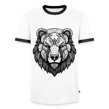 Polar Bear Head Polar Bear - Men's Ringer Shirt - white/black - Front - AI Model Female 172 light (172cm) & AI Model Male 178 dark (178cm)