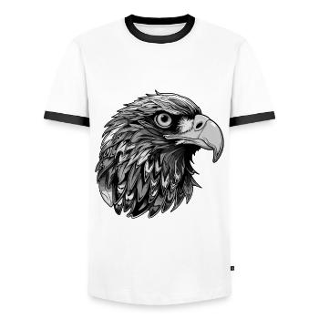 Eagle Head - Men's Ringer Shirt - white/black - Front - AI Model Female 172 light (172cm) & AI Model Male 178 dark (178cm)