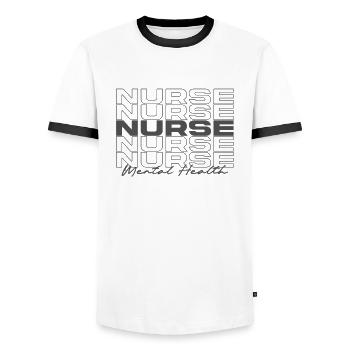 Infirmière en santé mentale Infirmières médicales élégantes - T-shirt contrasté Homme - blanc/noir - Devant - AI Model Female 172 light (172cm) & AI Model Male 178 dark (178cm)
