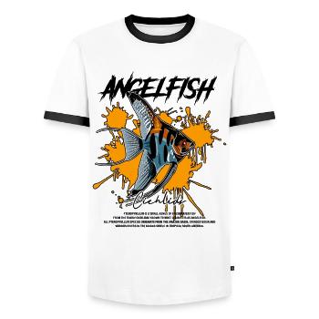 Kaiserfisch Fish Keeper Moderne Streetwear - Männer Kontrast-T-Shirt - Weiß/Schwarz - Vorne - AI Model Female 172 light (172cm) & AI Model Male 178 dark (178cm)