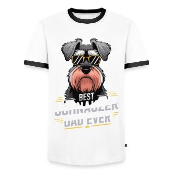 Schnauzer Propriétaire de chien Schnauzer géant - T-shirt contrasté Homme - blanc/noir - Devant - AI Model Female 172 light (172cm) & AI Model Male 178 dark (178cm)