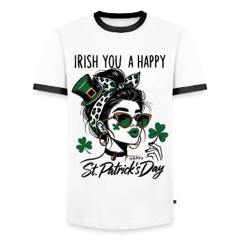 Irlandais Vous Une Fille Heureuse De La Saint-Patrick - T-shirt contrasté Homme - blanc/noir - Devant - AI Model Female 172 light (172cm) & AI Model Male 178 dark (178cm)