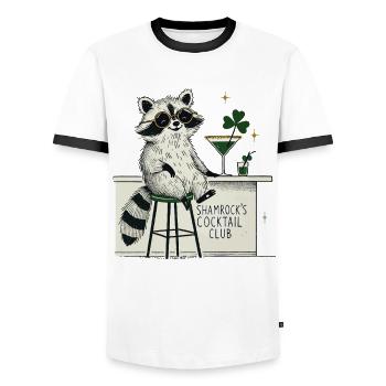 Shamrock's Cocktail Club Waschbär St. Patrick's - Männer Kontrast-T-Shirt - Weiß/Schwarz - Vorne - AI Model Female 172 light (172cm) & AI Model Male 178 dark (178cm)