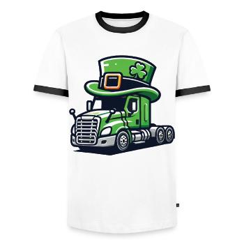 St. Patrick's Day Lastwagen Mit Zylinder - Männer Kontrast-T-Shirt - Weiß/Schwarz - Vorne - AI Model Female 172 light (172cm) & AI Model Male 178 dark (178cm)