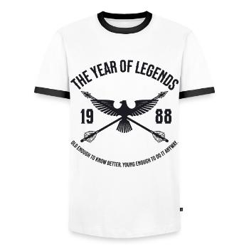 L’Année des Légendes 1988 Vintage Vintage Design - T-shirt contrasté Homme - blanc/noir - Devant - AI Model Female 172 light (172cm) & AI Model Male 178 dark (178cm)