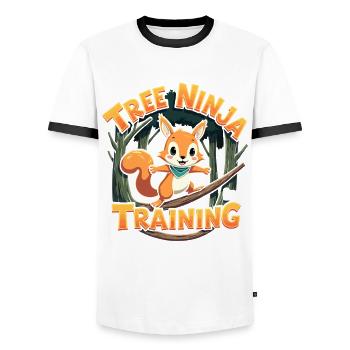Squirrel Watching Enthusiast Wildlife - Men's Ringer Shirt - white/black - Front - AI Model Female 172 light (172cm) & AI Model Male 178 dark (178cm)