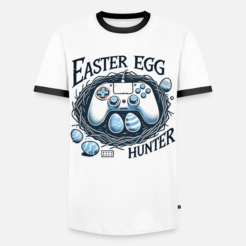 Gaming Osterei Jäger Controller Design - Männer Kontrast-T-Shirt - Weiß/Schwarz