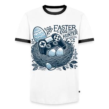 Oster Eierjäger Gaming Controller Nest - Männer Kontrast-T-Shirt - Weiß/Schwarz - Vorne - AI Model Female 172 light (172cm) & AI Model Male 178 dark (178cm)