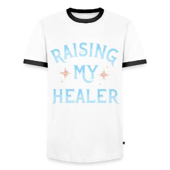 Gamer Mom Spielt Mit Der Kinderspiel-spiele Für - Männer Kontrast-T-Shirt - Weiß/Schwarz - Vorne - AI Model Female 172 light (172cm) & AI Model Male 178 dark (178cm)
