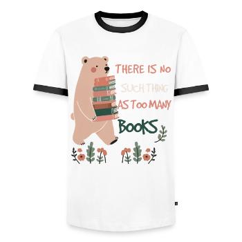 Book Lover Funny Book Quote with Bear - Men's Ringer Shirt - white/black - Front - AI Model Female 172 light (172cm) & AI Model Male 178 dark (178cm)