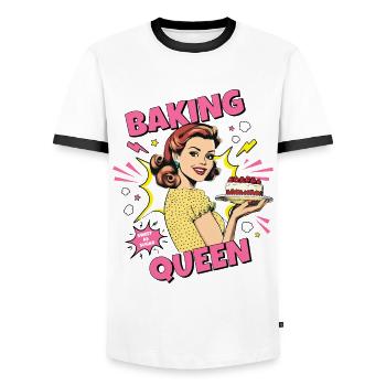 Baking Cake Baking Queen Baking Fairy Baker Pop Art - Men's Ringer Shirt - white/black - Front - AI Model Female 172 light (172cm) & AI Model Male 178 dark (178cm)