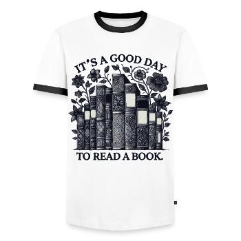 Bücherwurm Leseratte Lustiger Buch Spruch Florales - Männer Kontrast-T-Shirt - Weiß/Schwarz - Vorne - AI Model Female 172 light (172cm) & AI Model Male 178 dark (178cm)