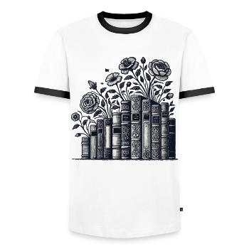 Bücherwurm Leseratte Buchliebhaber im Cottagecore - Männer Kontrast-T-Shirt - Weiß/Schwarz - Vorne - AI Model Female 172 light (172cm) & AI Model Male 178 dark (178cm)