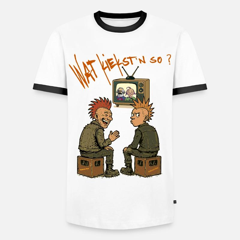 Marx & Moritz - Männer Kontrast-T-Shirt - Weiß/Schwarz