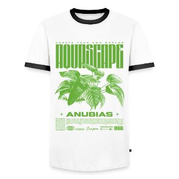Aquascaping Anubias Aquatic Plant Fish Keeper - Men's Ringer Shirt - white/black - Front - AI Model Female 172 light (172cm) & AI Model Male 178 dark (178cm)