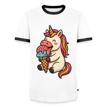 Unicorn Cream Unicorn Gift Design - Men's Ringer Shirt - white/black - Front - AI Model Female 172 light (172cm) & AI Model Male 178 dark (178cm)