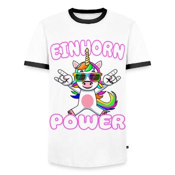 Einhorn Power Design Fabelwesen Magie Geschenk - Männer Kontrast-T-Shirt - Weiß/Schwarz - Vorne - AI Model Female 172 light (172cm) & AI Model Male 178 dark (178cm)