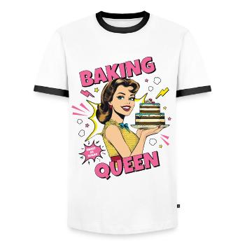 Baking Cake Baking Queen Baking Fairy Baker Pop Art - Men's Ringer Shirt - white/black - Front - AI Model Female 172 light (172cm) & AI Model Male 178 dark (178cm)