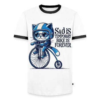 Cats Bicycle Design with Saying for Cyclists - Men's Ringer Shirt - white/black - Front - AI Model Female 172 light (172cm) & AI Model Male 178 dark (178cm)