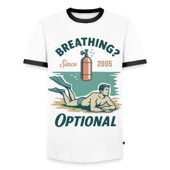 Breathing Optional Taucher Ozean Meer - Männer Kontrast-T-Shirt - Weiß/Schwarz - Vorne - AI Model Female 172 light (172cm) & AI Model Male 178 dark (178cm)