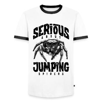 Serious About Jumping Spiders Pet Spider Owner - Men's Ringer Shirt - white/black - Front - AI Model Female 172 light (172cm) & AI Model Male 178 dark (178cm)