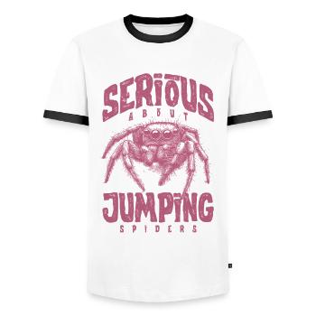 Serious About Jumping Spiders Pet Spider Owner - Men's Ringer Shirt - white/black - Front - AI Model Female 172 light (172cm) & AI Model Male 178 dark (178cm)