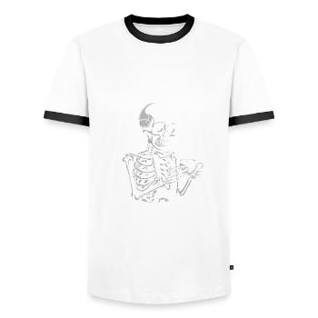 Pour autant que je sache, je suis ravi ! Sarcasme - T-shirt contrasté Homme - blanc/noir - Devant - AI Model Female 172 light (172cm) & AI Model Male 178 dark (178cm)