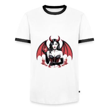 Les mauvaises filles ont meilleur goût ! Gothique Gothique Emo Baddie - T-shirt contrasté Homme - blanc/noir - Devant - AI Model Female 172 light (172cm) & AI Model Male 178 dark (178cm)