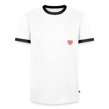 Heartbeat Design Mom Love Child Mother Mother's Day - Men's Ringer Shirt - white/black - Front - AI Model Female 172 light (172cm) & AI Model Male 178 dark (178cm)