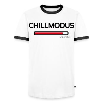 Chill mode - today we only rest - Men's Ringer Shirt - white/black - Front - AI Model Female 172 light (172cm) & AI Model Male 178 dark (178cm)