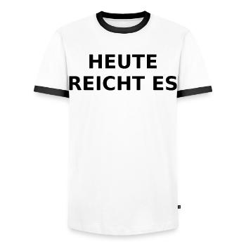Heute reicht es – Ironischer Spruch - Männer Kontrast-T-Shirt - Weiß/Schwarz - Vorne - AI Model Female 172 light (172cm) & AI Model Male 178 dark (178cm)