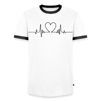 Conception de battements de cœur – Votre pouls pour la vie - T-shirt contrasté Homme - blanc/noir - Devant - AI Model Female 172 light (172cm) & AI Model Male 178 dark (178cm)