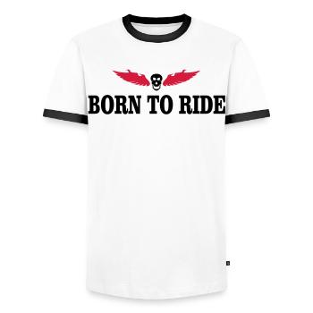 biker - Men's Ringer Shirt - white/black - Front - AI Model Female 172 light (172cm) & AI Model Male 178 dark (178cm)