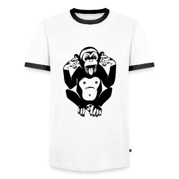 Affe Lustiger Schimpanse Geschenk - Männer Kontrast-T-Shirt - Weiß/Schwarz - Vorne - AI Model Female 172 light (172cm) & AI Model Male 178 dark (178cm)