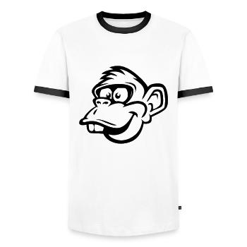Monkey monkey head funny chimpanzee gift - Men's Ringer Shirt - white/black - Front - AI Model Female 172 light (172cm) & AI Model Male 178 dark (178cm)