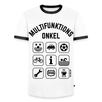 Multifunktions Onkel (9 Icons) - Männer Kontrast-T-Shirt - Weiß/Schwarz - Vorne - AI Model Female 172 light (172cm) & AI Model Male 178 dark (178cm)