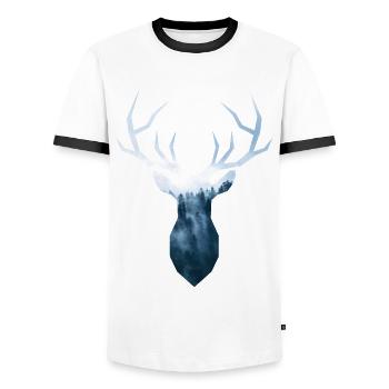 brouillard Hirsch - T-shirt contrasté Homme - blanc/noir - Devant - AI Model Female 172 light (172cm) & AI Model Male 178 dark (178cm)