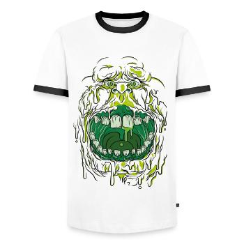 Ghostbusters Slimer Kostüm - Männer Kontrast-T-Shirt - Weiß/Schwarz - Vorne - AI Model Female 172 light (172cm) & AI Model Male 178 dark (178cm)