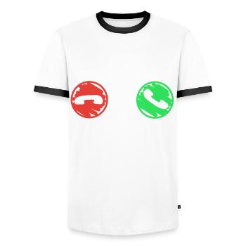 Anruf Symbol Lustig - Männer Kontrast-T-Shirt - Weiß/Schwarz - Vorne - AI Model Female 172 light (172cm) & AI Model Male 178 dark (178cm)
