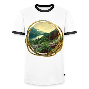 Natur Abenteuer Adventure Wald Berge Mountains See - Männer Kontrast-T-Shirt - Weiß/Schwarz - Vorne - AI Model Female 172 light (172cm) & AI Model Male 178 dark (178cm)