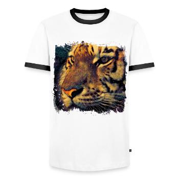 Animaux animaux animaux prédateurs Predator Safari Afrique - T-shirt contrasté Homme - blanc/noir - Devant - AI Model Female 172 light (172cm) & AI Model Male 178 dark (178cm)